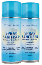 Load image into Gallery viewer, (2 pack) - Larger Size - 70% Alcohol, Multi Purpose Hand &amp; Surface Spray Sanitiser - 400ml
